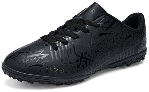 Sainilei Kinder Fußballschuhe Jungen FG/AG Outdoor Fussballschuhe Herren TF Football Professionelle Trainingsschuhe Schwarz EU34