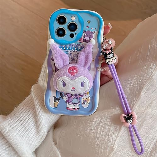 XZC for iPhone 15 Pro Max Protective Phone Case | with Wrist Strap, 3D Cartoon, Stuffed Plush Doll Design, for Women Girls