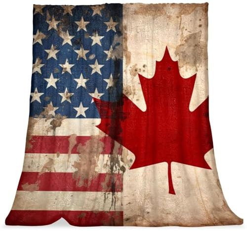 VTGHDEEQ Überwurfdecke für Couch,Decken für Frauen,Amerika Kanada Flagge Retro,59x78.7 in