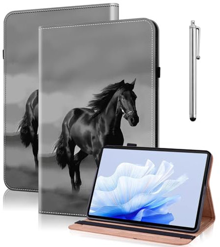 TUOLISG Funda para Xiaomi Redmi Pad SE de 11 pulgadas, ultrafina, piel sintética, función atril, multiángulo, con lápiz capacitivo, funda protectora para Xiaomi Redmi Pad SE 2023 - Caballo negro