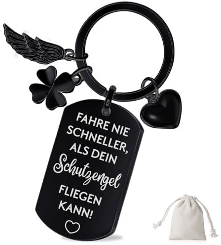 Sugeru Schlüsselanhänger mit Gravur - mutmacher | geschenk beste freundin geburtstag | Glücksbringer,Abschiedsgeschenk | Motivationsgeschenke | Kollegin Geschenk Ideen Teenager Mädchen (FNS-Schwarz)
