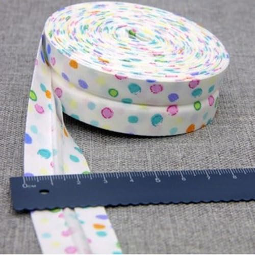Schrägband Baumwolle 25mm Gefalzt 48 Farben zum nähen Nahtband (gepunktet farben, 10 metre)