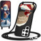 CaseLover Weihnachten Handyhülle für Samsung Galaxy S24 Ultra 5G Hülle mit Band, Handyband für Galaxy S24 Ultra Hülle Weihnachten mit Muster Weihnachtsmann Silikon Christmas Case Schutzhülle, Schwarz