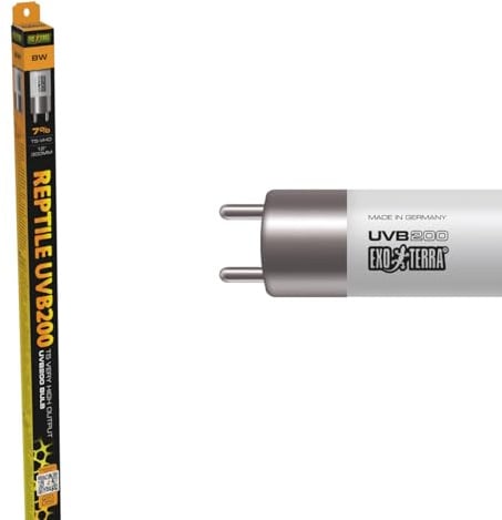 Exo Terra UVB 200 T5 Ultra High Output Fluorescent Reptile Bulb, 8w, 12 | Vitamin D3 & Calcium Support. Ideal for Tall Terrariums.