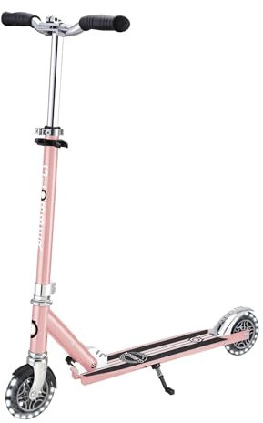 Globber Flow Foldable Element 2 Wheel LED Scooter - 4 Height Adjustabe Folding Handlebars - 5 Years Plus - 2 Year Warranty (Rose Gold)