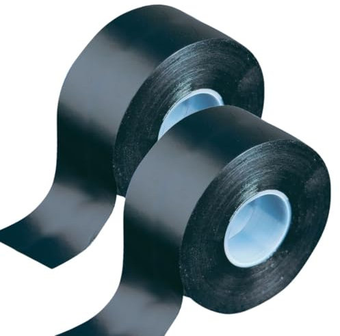 GTSE Black Self Amalgamating Tape, 50mm x 10m, Waterproof Rubber Tape for Cable and Pipe Repair, Sealing Joints, and Insulating Electrical Connections, 2 Rolls