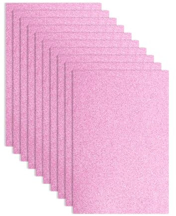 QUARKZMAN 10 fogli di schiuma rosa glitterata, 8 fogli in schiuma EVA con glitter da 12 pollici, sottili fogli di schiuma per fai da te, progetti fai da te, aule, scrapbooking (spessore 1,5 mm)