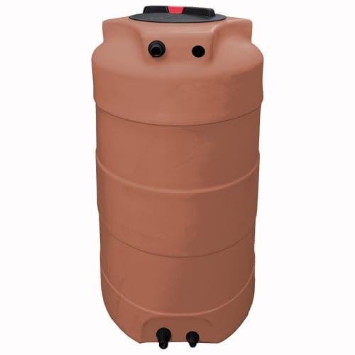 Esto Serbatoio Acqua Verticale FINTA TERRACOTTA 300L o 500 L Cisterna Cilindrica, Bidone Acqua Potabile in Polietilene Atossico Serbatoio Piovana, Pompa (500 Litri)