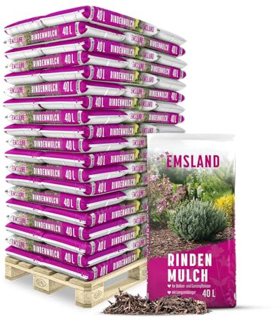 PALIGO Rindenmulch Mittel 0-40mm 40l x 57 Sack 2280l 1 Palette Kiefernrinde Kiefernmulch Fichtenrinde Fichtenmulch Abdeckmulch Natürlicher Dekorativer Bodenbelag Für Garten & Pflanzen Emsland