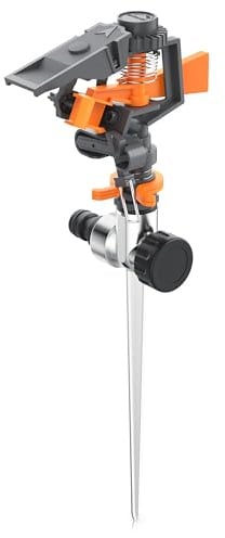 Brandson - Gartensprinkler Rasensprenger Impulsregner - Kreis- und Sektorenregner - 3/4 Zoll - Rasensprenger mit Pulsation – rotierend – mit Schnellkupplung – große Flächen