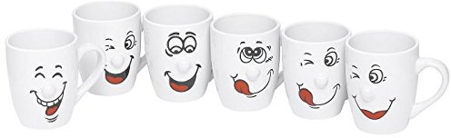Unbekannt Kaffeebecher 'Smile' 300 ml, Porzellan (Modell zufällig, 6er Pack)