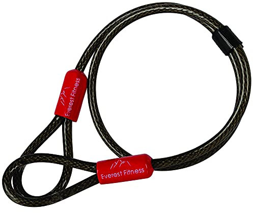 EVEREST FITNESS Schlaufenkabel 76cm x 6mm - Kabelschloss schwarz - Universal Stahlseil - Drahtseil mit Ösen ummantelt - Sicherheitskabel für Fahrradschloss lang, Fahrradanhänger, Motorrad, Gartenmöbel