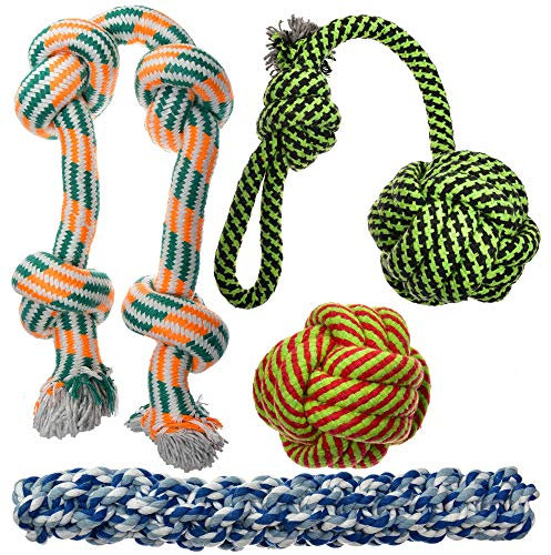 XL Dog Rope Toys for Aggressive Chewers - 4 Nearly Indestructible Chewing Ropes - Durable Heavy Duty Dog Toys - Large Dog Toys - Tough Dog Chew Toys Set - Tug of War Dog Toys for Big Breed Dogs