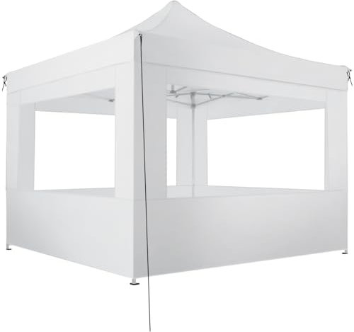 tectake® Carpa Plegable, Estructura Robusta, Impermeable, Cenador con Ventanas, Pergolas de Jardin, Toldo Camping, Playa, Exterior, Carpas Impermeables, Cenadores para Jardin - 3x3 m Blanco