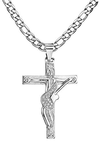 AFSTALR Croix Johnny Hallyday Pendentif Collier Chaîne Johnny Guitare Rocker Signature Métal Argenté Femme Homme Cadeau
