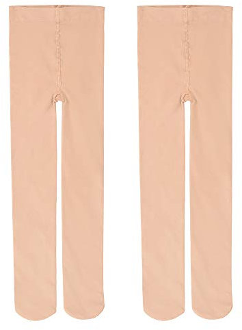 Bezioner Kinder Ballett Strumpfhose Tanzstrumpfhose mit Fuß für Kinder und Damen (2 Paar Beige, S (110-125cm))