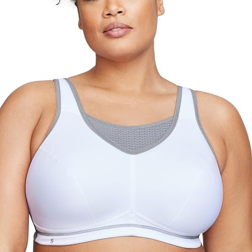 Glamorise Damen Hochleistungs Bustier Sport-BH, Weiss/Grau,115D