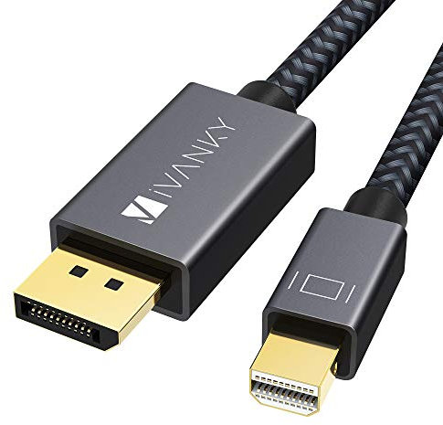 IVANKY 8K Mini Display Port auf Displayport Kabel, Mini DP auf DP Kabel, 8K@60Hz, 4K@144Hz, 32.4Gbps HD, Thunderbolt to DP Kabel, Aluminiumgehäuse, vergoldetes Geflecht für MacBook - 1M