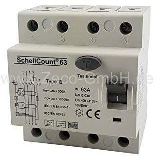 SchellCount63 Fehlerstromschutzschalter RCCB 63A 4-pol.Typ B Ladegerät Elektroauto Wallbox