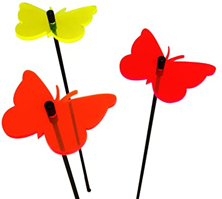 Sun Catcher Garden Decor Sonnenfänger 3 Kleinen leuchtenden Schmetterlinge Besondere Garten Dekoration für Garten Balkon Terrasse Geschenk, Farbe:rot/gelb/orange