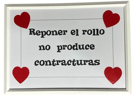 HANDMADE WITH LOVE BY FATIMA. Divertido Cuadro/Cartel para el Cuarto de baño. Reponer el Rollo no Produce contracturas. Mide 18,5 cm x 13,5 cm. Incluye un ganchito Adhesivo para colgarlo.