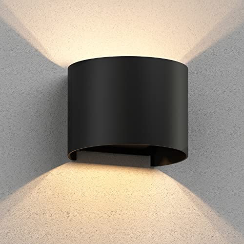 ledscom.de Wandleuchte RUNEL für außen, IP65, Up-/Downlight, schwarz matt, rund, 1x G9 max. 10W