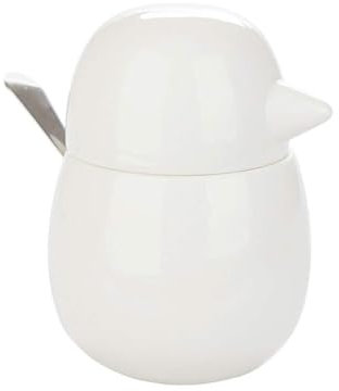Balvi Sucrier Birdie Couleur Blanc Sucrier en Forme d'oiseau Porcelaine/métal