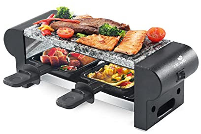 SENYA Appareil 2 Personnes, avec Pierre à Cuire Amovible, revêtement antiadhésif, 350W, My Little Raclette, SYCK-G065, Noir