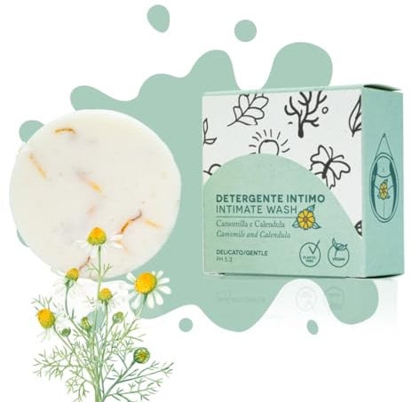 Tukiki detergente intimo solido delicato - calendula e camomilla - vegan e plastic free, 65gr Made in Italy