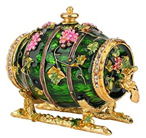 Furuida Weinfass Schmuckkästchen Scharnier emaillierte Schmuckschatulle handbemalt Vintage Fass Dekoration Figur Ornamente Handwerk Geschenk