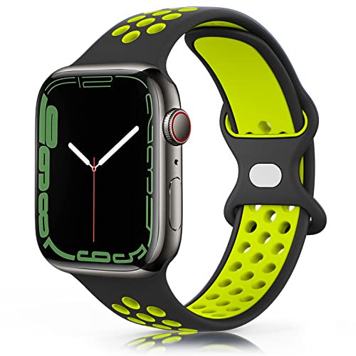 Tobfit Bracelet pour Apple Watch Bracelet 45mm 44mm 42mm 40mm 38mm, Bracelet Sport en Silicone Souple Respirant pour iWatch SE/Apple Watch Series 8 7 6 5 4 3 2 1