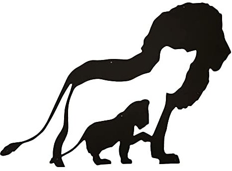JILIP Metall Löwe Wand Kunst Dekor, Löwenfamilie Hängende Wand Kunst Skulpturen, Abstrakte 3D Wand Silhouette Zeichen, für Indoor Outdoor (Size : 23.6IN/60cm)