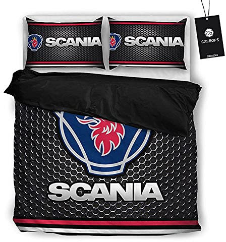 SPONYBORTY Dreiteiliges weiches und atmungsaktives Bettlaken-Bettbezug-Set SCA-Nia 3D-gedruckte Mikrofaserbettwäsche + 2 Kissenbezüge Kurze Hose/B / 135x200cm