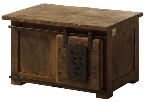 MASSIVMOEBEL24.DE Railway Truhe 76x51x46 Mango, Farbe: braun lackiert, Größe: 76x51x46 cm (BxTxH)