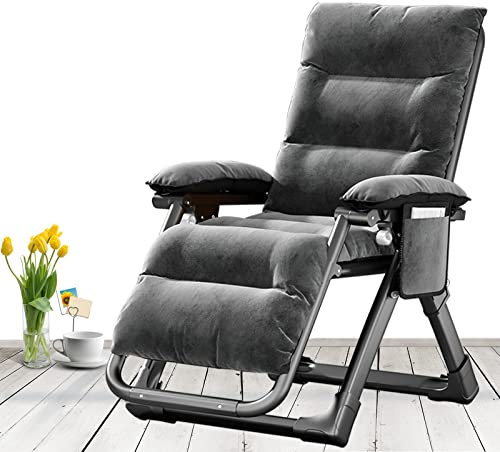 Sonnenliege, Klappbarer Liegestuhl, Gartenliege Mit Getränkehalter Und Kopfstütze, Relaxliege Ergonomisch Für Garten Pool Terrasse, Strandliege Bis 140 Kg (Color : Lounge Chair with Black Mat)