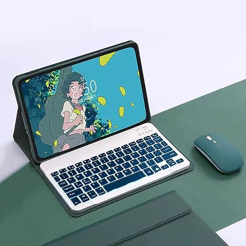 HEUCYL Étui Clavier pour Lenovo Tab M10 Fhd Plus 10,3 (TB-X606F/TB-X606X) avec Clavier Français sans Fil Bluetooth Rétroéclairé Magnétique Détachable 7 Couleurs, Étui Fin Et Léger,Vert