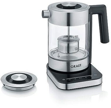 GRAEF WK350 Glass Kettle with Temperature Control, 1 Litre Capacity, Touch Display and Filter Coffee and Tea Maker Functions