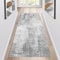 Teppich Läufer Flur rutschfest Waschbar Abstraktes modernes Grau 50x160cm Teppich Flur Lang Eingangsteppich Teppich Balkon Wohnzimmer Lange Fußmatte und Außen, Küchenteppich Teppich Schmutzfangmatte