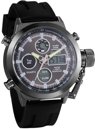 JewelryWe - Orologio da Polso Militare da Uomo Orologio Quadrantini Sport Nottilucente Calendario Sveglia Cinturino in Silicone Orologio LED