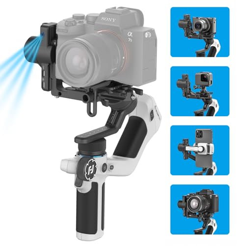 FeiyuTech Feiyu SCORP Mini 2 - Cardán estabilizador Todo en 1 para cámaras sin Espejo, GoPro y Smartphones, cardán portátil de 3 Ejes con Seguimiento de AI, Pantalla táctil y Mango Integrado