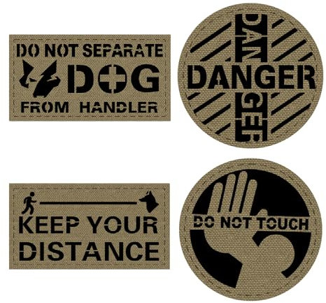 OneTigris 4 Stück Hunde Patches Braun/Schwarze, Hi-Vis Reflektierendes Material Lasergeschnittenes Design Aufnäher Geeignet für Hundegeschirren