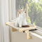 Putago Cat Window Perch with Scratching Post, Wood Window Perch for Large Cats Inside, Sturdy Cat Window Hammock Bed Seat for Windowsill, Bedside and Cabinet with 2 Replacement Mats, 20 * 14 inches