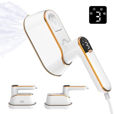 Ferro da Stiro Verticale - Stiratrice Verticale Schermo LCD 2 in 1 1200W 15S Riscaldamento Rapido con Capacità 110ml Ferro da Vapore Togliere le Pieghe Facile e Veloce per Viaggi e Casa (Bianco)