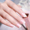 French False Nail Tip - 24Pcs Nude Fake Nails with White Edge - Acrylic White Press On Nails Square Stick on Nails with Glue - Full Cover Stick on Nails for Women Girls Nails Art