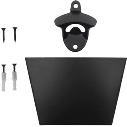 QAZMLP Home brewing Wall Mount Bottle Opener & Cap Catcher Bin Include Mounting Screw and Wall Plug for Home, Kitchen, Bar, Indoor and Outdoor Wine accessories
