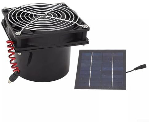 HEBEOT Kit de ventilador de panel solar, invernadero solar de 50 W con extractor para gallineros pequeños, invernaderos, cobertizos, casas de mascotas, escape de ventana