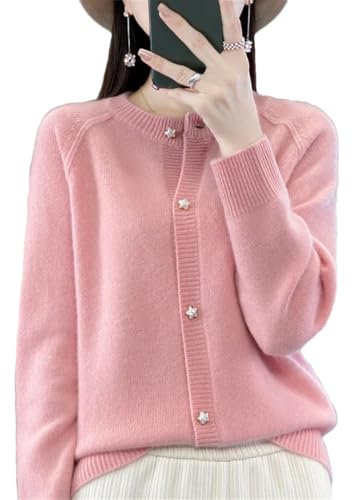 Women's Winter Wool Cardigan Joker Solid Color O-Neck Fashion Padded Warm Loose Cardigan 2342 M