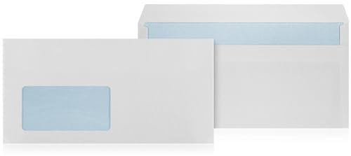 LOGIC PACK Briefumschläge DIN Lang mit Fenster Selbstklebend - Kuvert DL Umschläge Weiß - Briefumschlag 110 x 220 mm - Briefkuvert mit Fenster Versandtaschen - Fensterbriefumschläge (100 Stück)