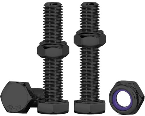 Drenky Tornillos Y Tuercas M6 X 35 mm Juego de Tornillos y Tuercas Hexagonales Negro Acero Inoxidable A2 V2A Tornillo Y Tuerca de Nylon M6 Para Maquinaria, Coches, Impresión 3D, 10 Piezas