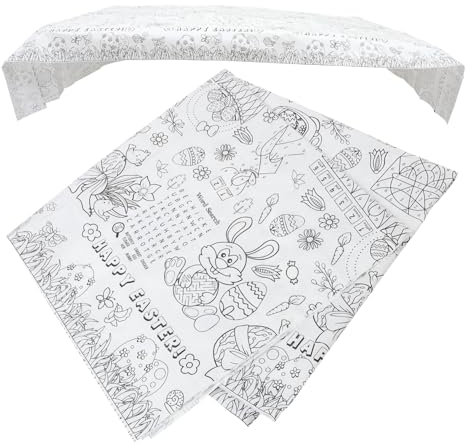 Alasum Easter Coloring Tischdecke wasserdichte Ausmalbare Papierdecke Für Ostern Für Partys Und Restaurants Und Praktisch